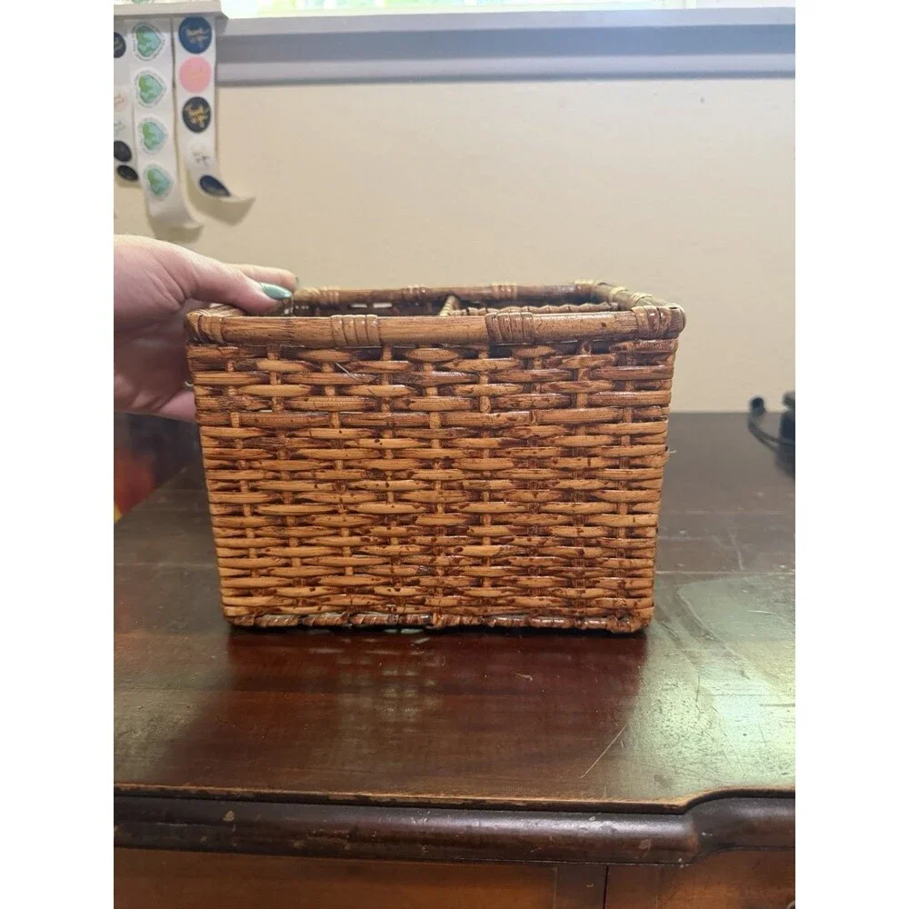 Vintage Wicker 3 Compartment Storage Basket - Multi Use Brown